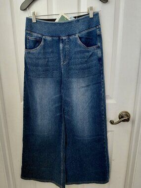 NWT Halara Flex High Waist Wide Leg Jeans Blue Petite Medium Comfort Casual